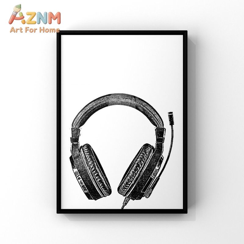 AZNM ブラックホワイト ゲーミングキャンバス ウォールア - Gaming Accessories For Room のレビューと価格