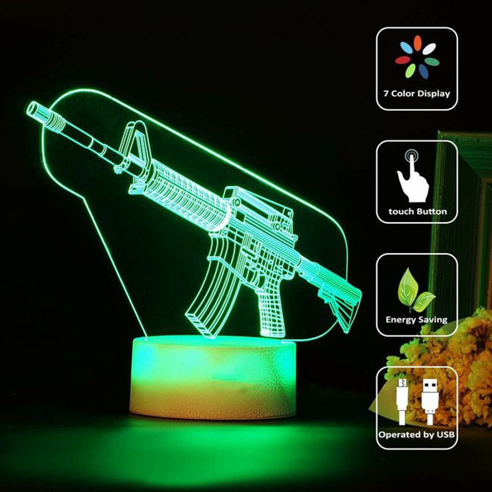 ゲームライフル 3D Led ナイトライトゲームデスクトップ - Accessories For Your Gaming Room のレビューと価格
